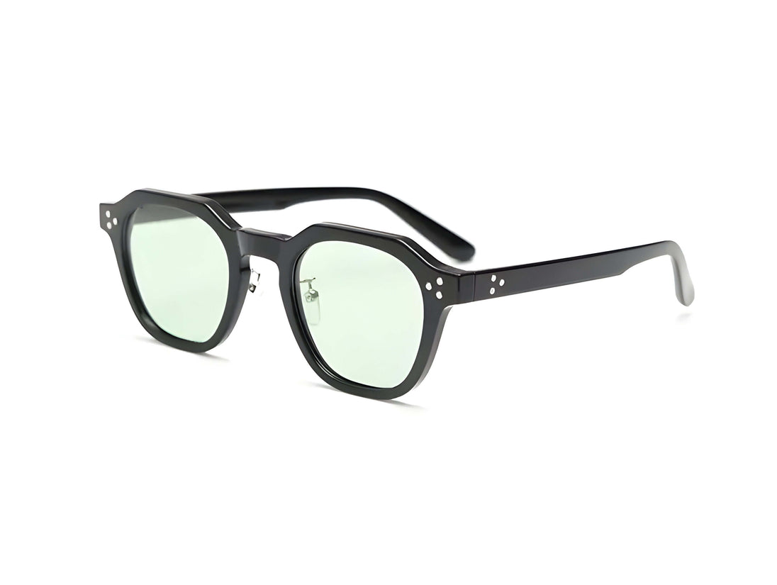 Women's sunglasses UV400 in black, classic style with green lenses for unisex outdoor wear.