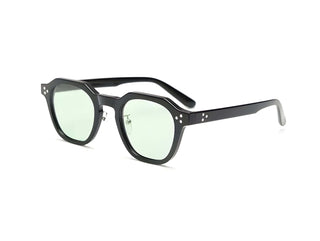 Women's sunglasses UV400 in black, classic style with green lenses for unisex outdoor wear.