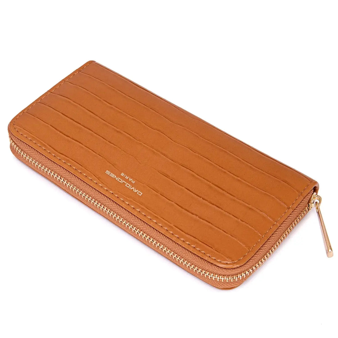 PU leather wallet with zipper closure, ruched decoration, designed for women, stylish and functional.