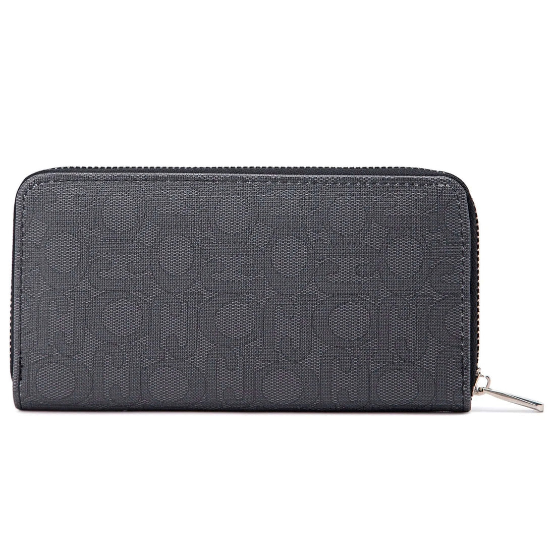 Stylish wallet with interior slot pocket and zipper closure for women, featuring a classic design in black.