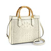 Crocodile Pattern Leather Women's Handbags Real Bamboo