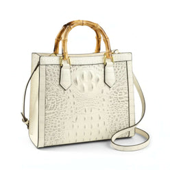 Crocodile Pattern Leather Women's Handbags Real Bamboo