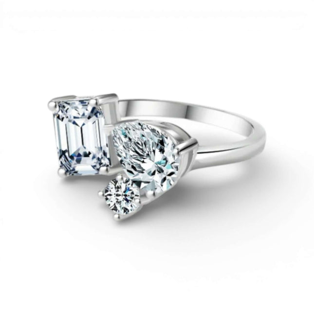 925 Sterling Silver Emerald-Cut Zirconia Ring