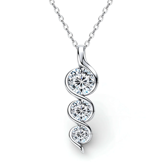 Collier pendentif torsadé en moissanite taille ronde en argent sterling 925
