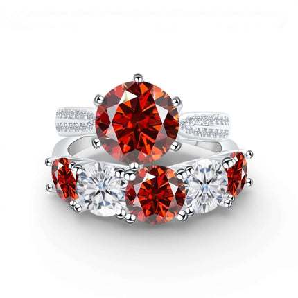 6.6 Carat Moissanite Diamond Engagement Ring – 925 Sterling Silver