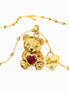 "Teddy Love" Necklace in 925 Silver Plated in 18K Gold with Ruby and Zircons