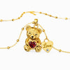 "Teddy Love" Necklace in 925 Silver Plated in 18K Gold with Ruby and Zircons
