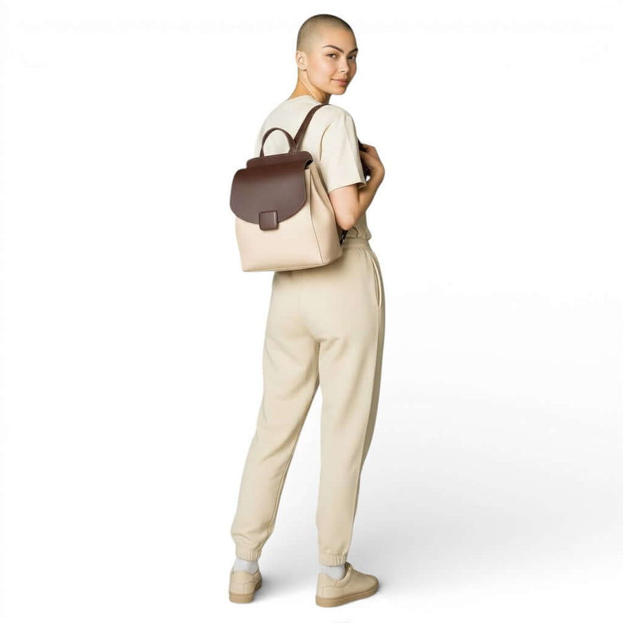 Mini Backpack for Women - Two-Tone Leather