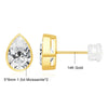 14K Gold Pear Cut Moissanite Stud Earrings
