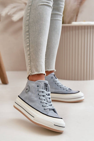 Women's sneakers from Big Star in light grey, perfect for casual and formal outfits with comfortable soles.