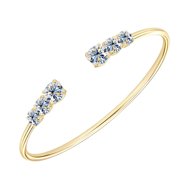 Bracelet Manchette en Moissanite Plaqué Or 14K