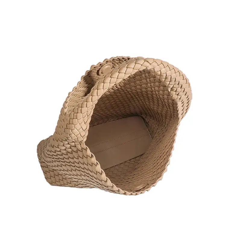 Woven Shoulder Bag - Criss-Cross Design showing interior features and woven texture.