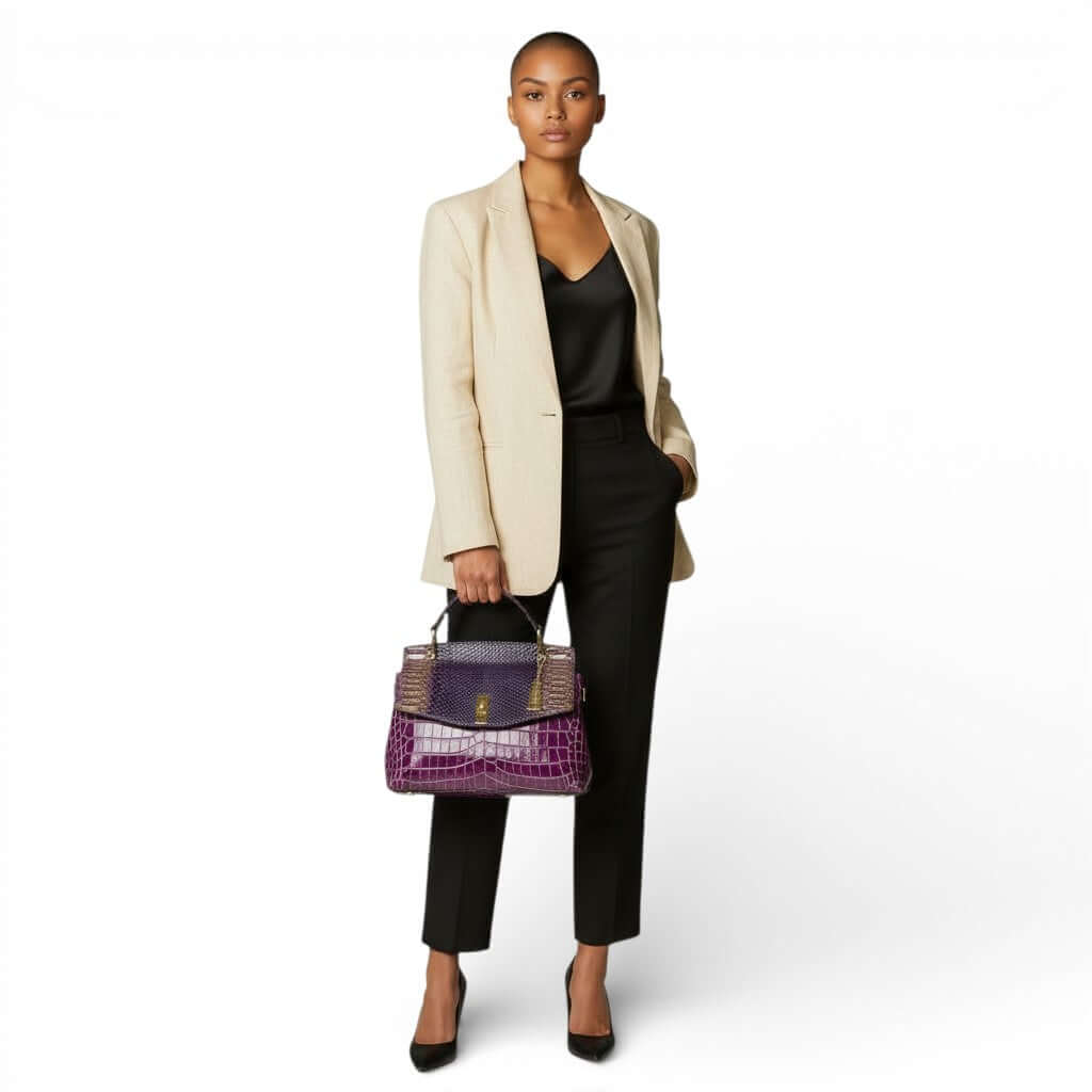 Leather Women's Handbags Crocodile Pattern