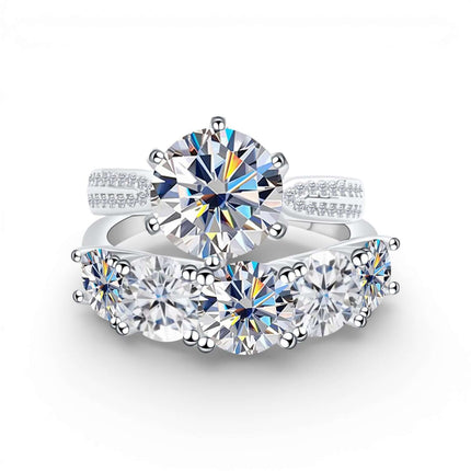 6.6 Carat Moissanite Diamond Engagement Ring – 925 Sterling Silver