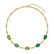 Collana in bamboo dorato con cristalli ovali