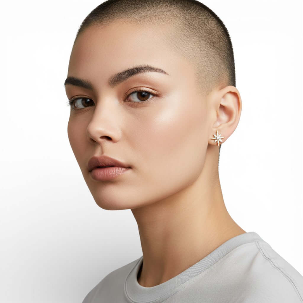 18K Gold Plated Moissanite Stud Earrings