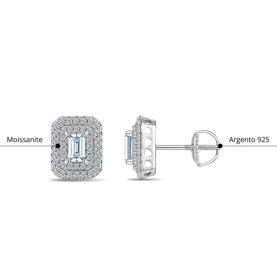 Moissanite Stud Earrings – Emerald Cut Iced Out Design