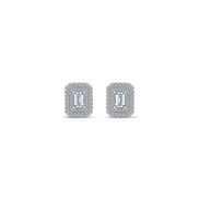 Handcrafted Moissanite Stud Earrings – Emerald Cut Iced Out Design