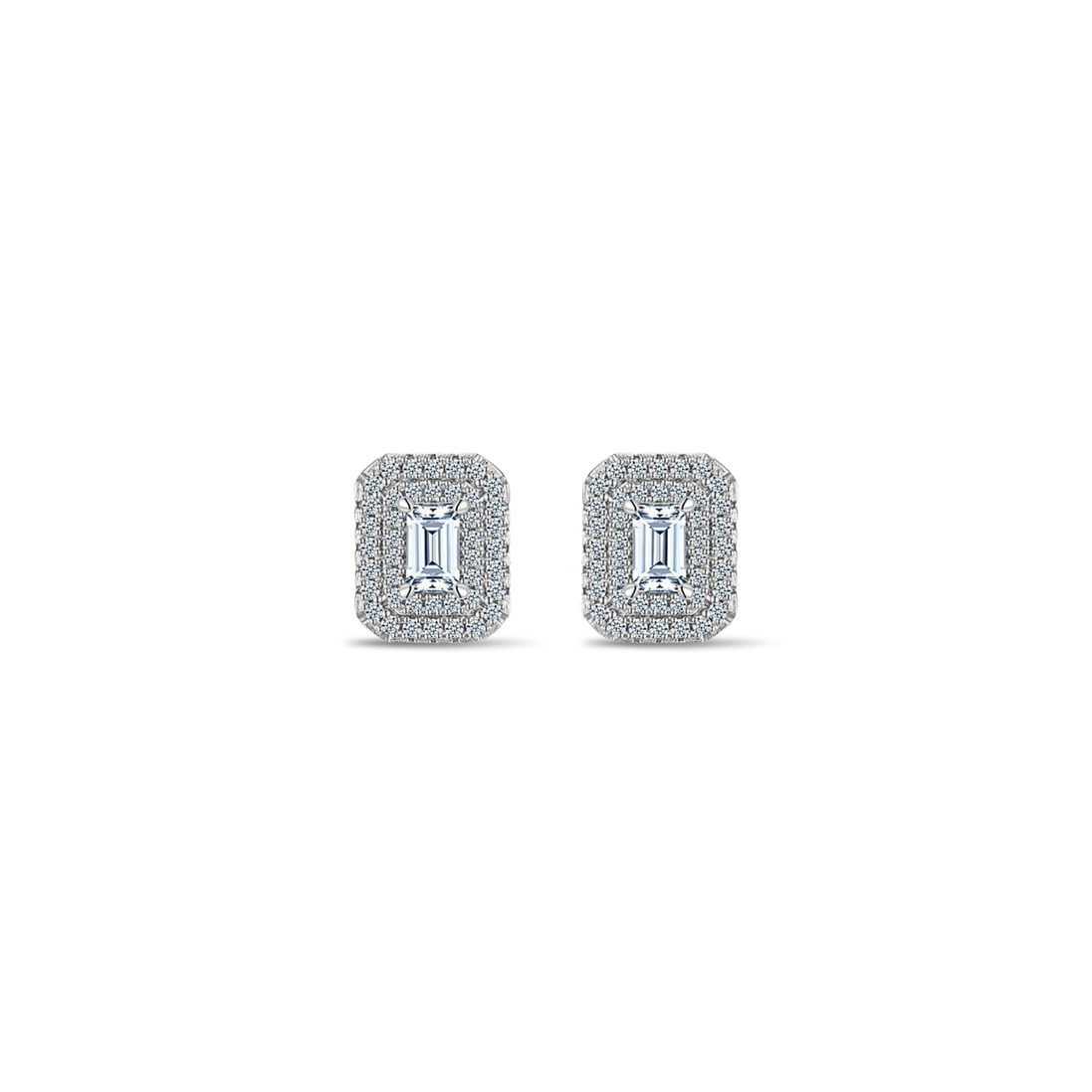 Handcrafted Moissanite Stud Earrings – Emerald Cut Iced Out Design