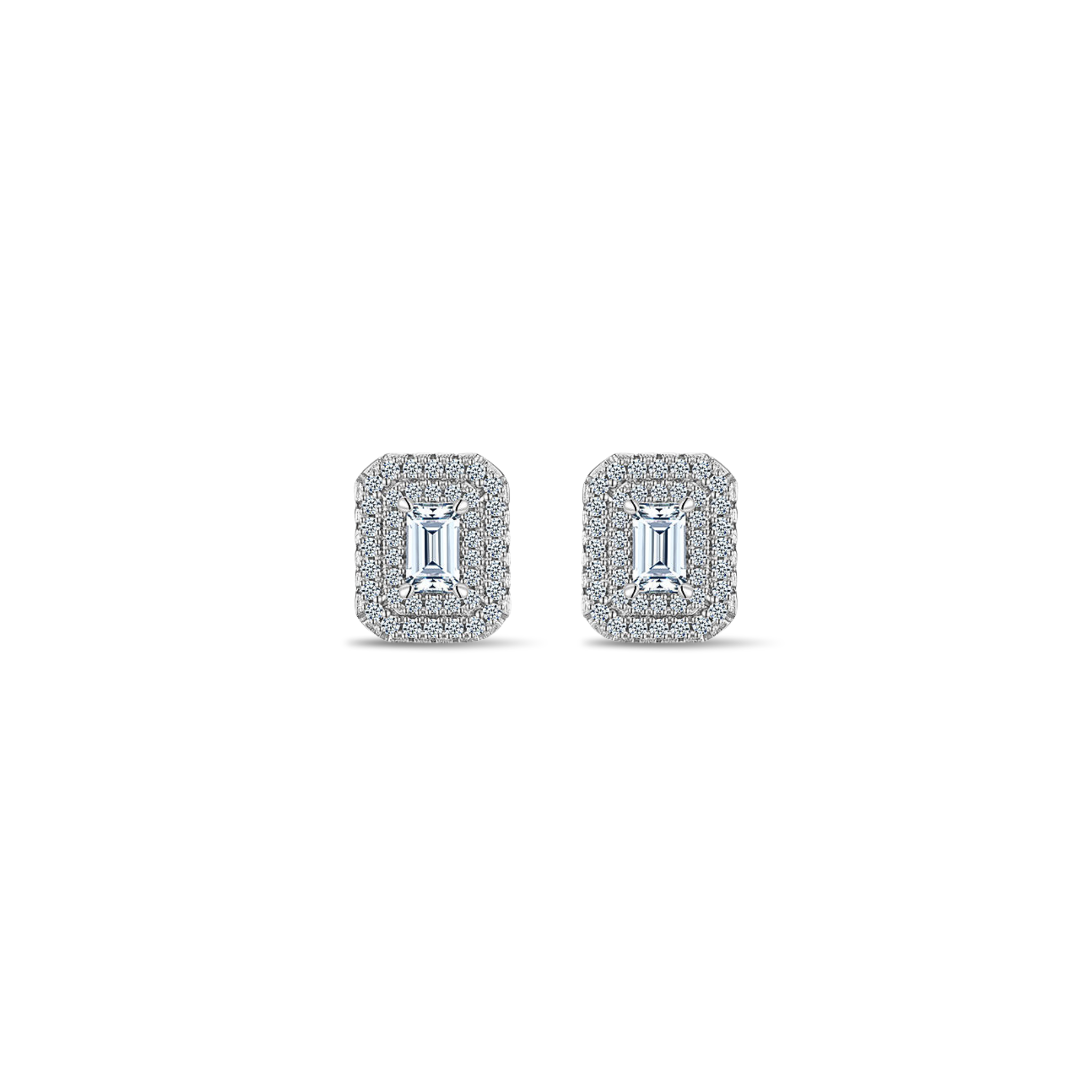 Handcrafted Moissanite Stud Earrings – Emerald Cut Iced Out Design