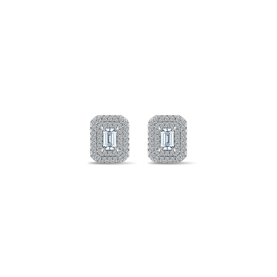 Moissanite Stud Earrings – Emerald Cut Iced Out Design