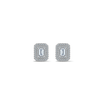 Handcrafted Moissanite Stud Earrings – Emerald Cut Iced Out Design