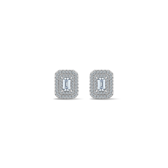 Handcrafted Moissanite Stud Earrings – Emerald Cut Iced Out Design