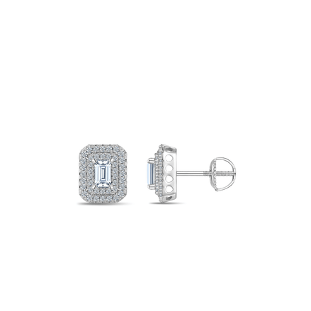 Handcrafted Moissanite Stud Earrings – Emerald Cut Iced Out Design