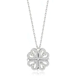 Crystal Clover Heart Magnetic Necklace 925 Sterling Silver