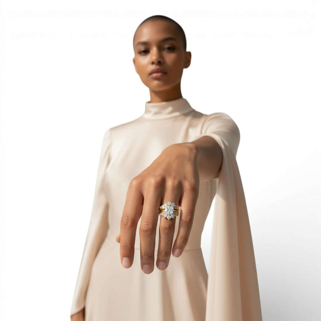 14K Gold Filled 2-Piece Bridal Ring Set with GRA Certified 2ct Moissanite