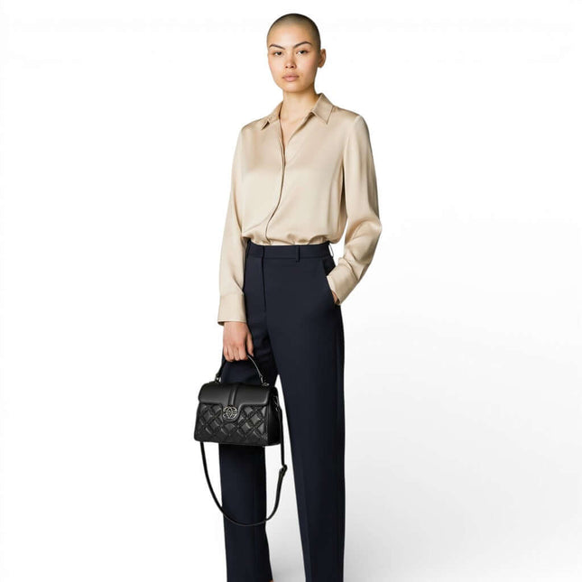 Women's Genuine Leather Crossbody Bag with Cotton Lining