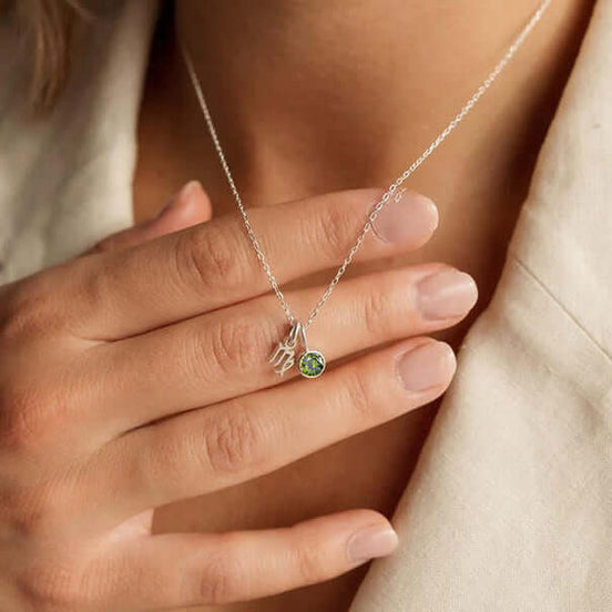 Zodiac Pendant Necklace with Birthstone