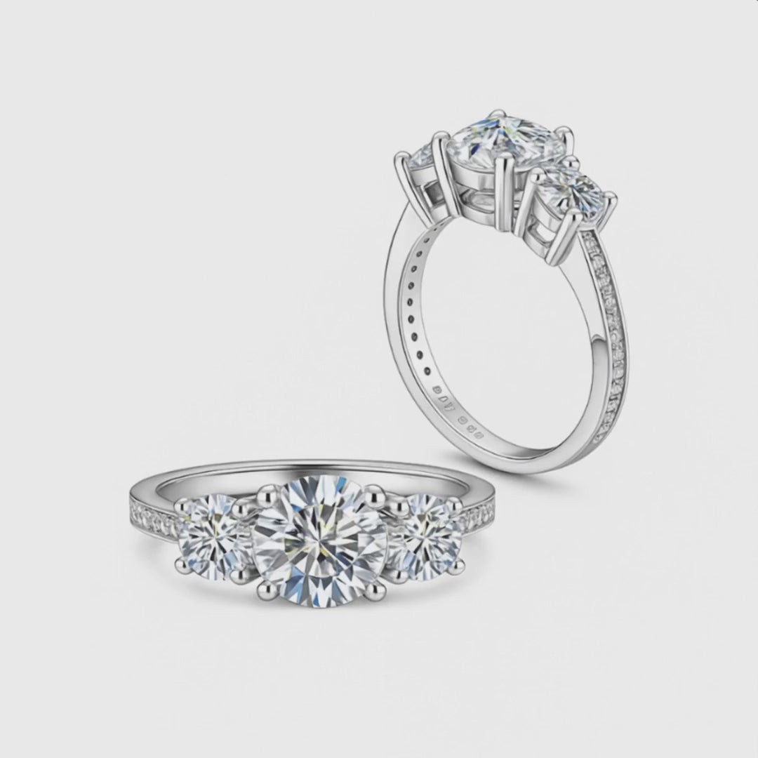 Moissanite Ring – 925 Sterling Silver Three-Stone Design