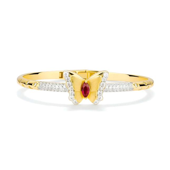 Bracelet papillon en argent sterling 925 plaqué or véritable