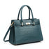 Croc-Embossed Leather Top Handle Bag with Shoulder Strap